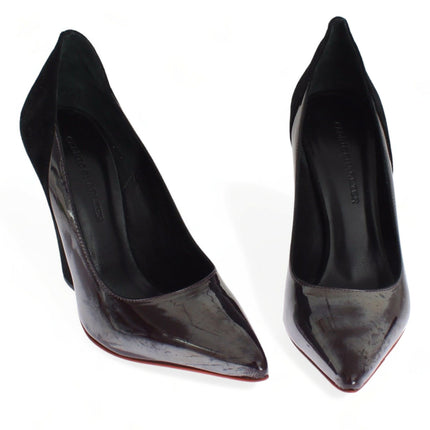 Cédric Charlier Gray Black Leather Suede Heels Pumps Shoes