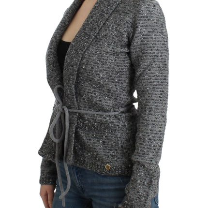 Cavalli Gray wool knitted cardigan