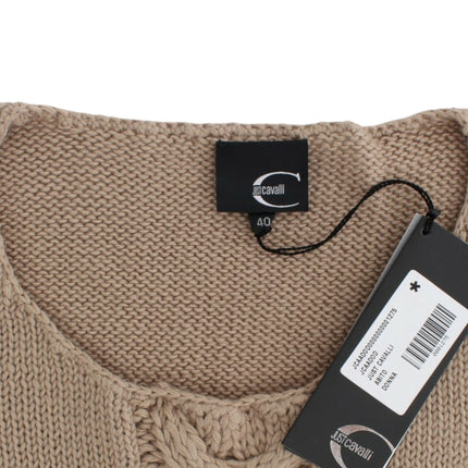 Cavalli Beige knitted wool sweater