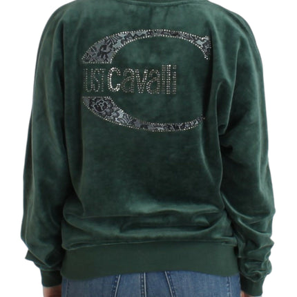 Cavalli Green velvet cotton sweater
