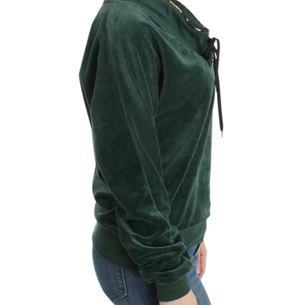 Cavalli Green velvet cotton sweater