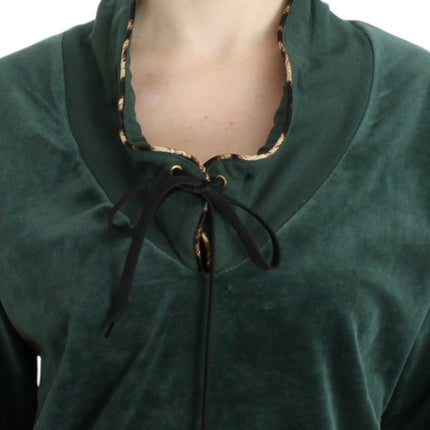 Cavalli Green velvet cotton sweater