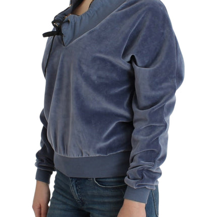 Cavalli Blue velvet cotton sweater