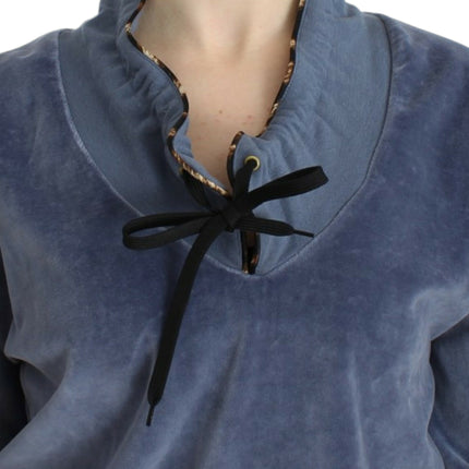 Cavalli Blue velvet cotton sweater