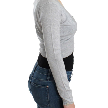 Cavalli Gray cropped wool cardigan