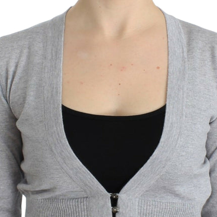 Cavalli Gray cropped wool cardigan