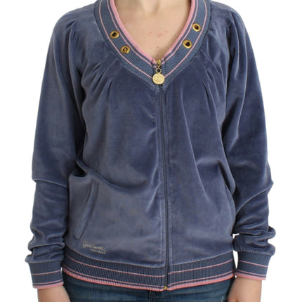 Cavalli Blue velvet zipup sweater