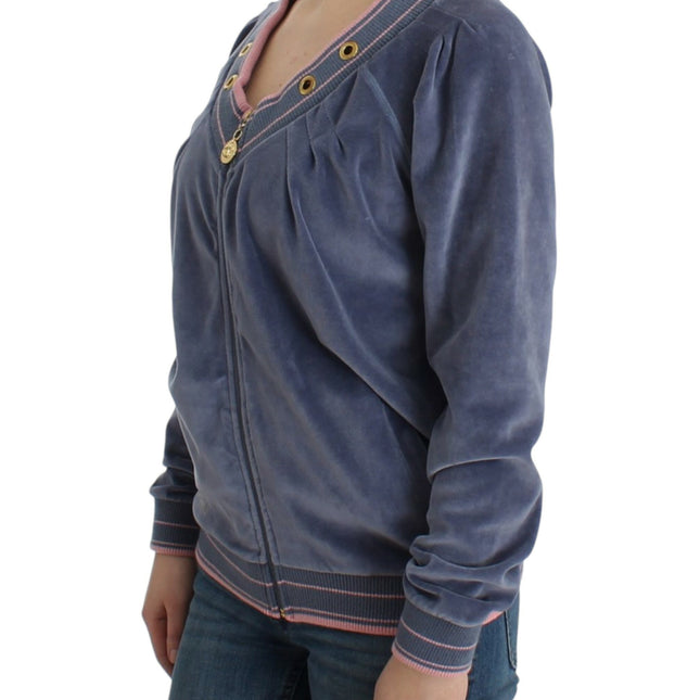 Cavalli Blue velvet zipup sweater