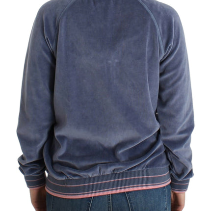 Cavalli Blue velvet zipup sweater