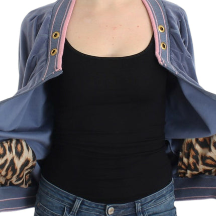 Cavalli Blue velvet zipup sweater