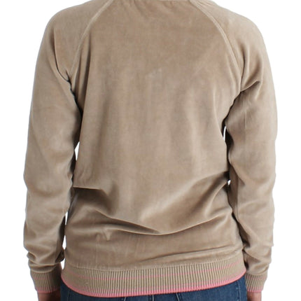 Cavalli Beige velvet zipup sweater