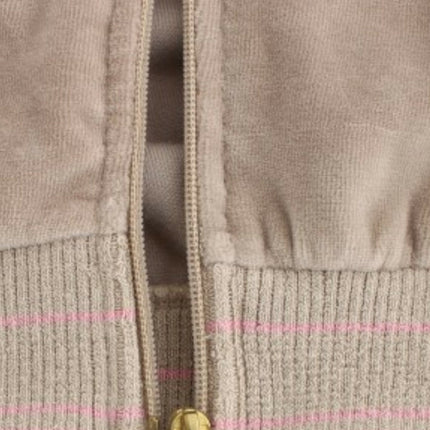Cavalli Beige velvet zipup sweater