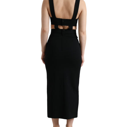 Dolce & Gabbana Black Cut Out Sleeveless Bodycon Midi Dress