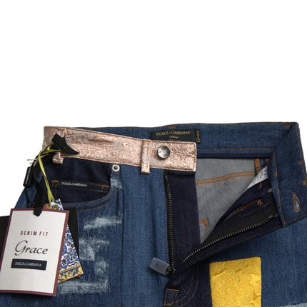 Dolce & Gabbana Multicolor Patchwork GRACE Skinny Denim Jeans