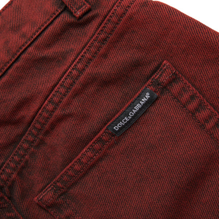 Dolce & Gabbana Red Stretch High Waist Denim Hot Pants Shorts