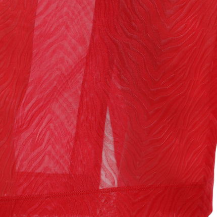 Dolce & Gabbana Red Sheer High Waist Pencil Cut Midi Skirt
