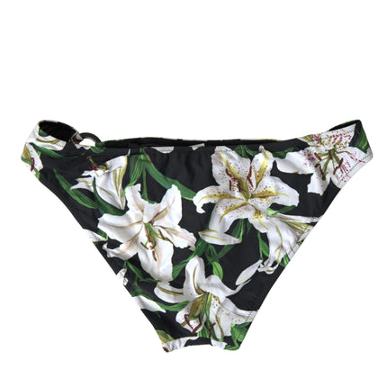 Dolce & Gabbana Black Lily Print Swimwear Bottom Beachwear Bikini