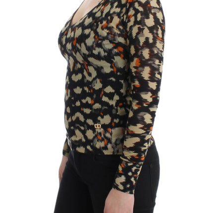 Cavalli Multicolor v-neck wool jumper