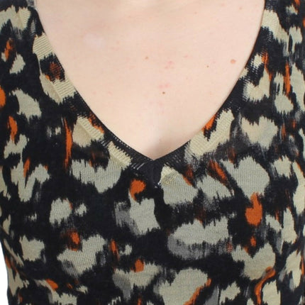 Cavalli Multicolor v-neck wool jumper