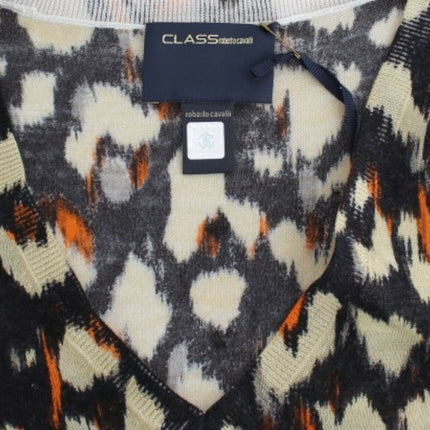 Cavalli Multicolor v-neck wool jumper