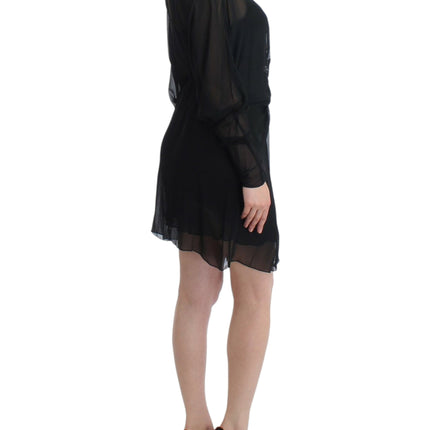 Cavalli Black long sleeve silk dress