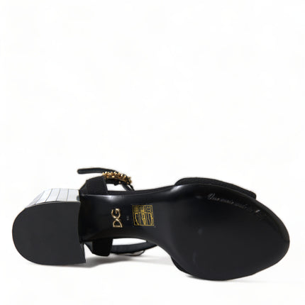Dolce & Gabbana Black Crystals Ankle Strap Sandals Shoes