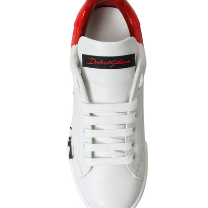 Dolce & Gabbana White Red Lace Up Womens Low Top Sneakers Shoes