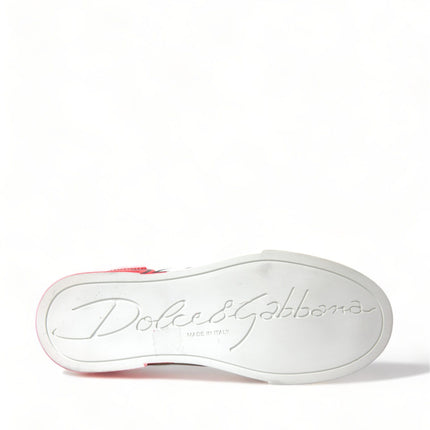 Dolce & Gabbana White Red Lace Up Womens Low Top Sneakers Shoes