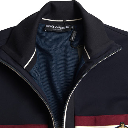 Dolce & Gabbana Blue Cardigan Heraldic Full Zip Sweater
