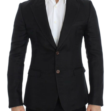 Dolce & Gabbana Black silk slim fit blazer