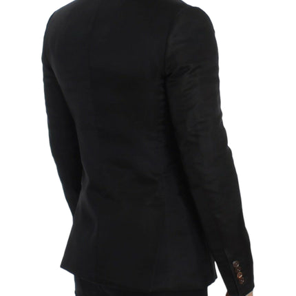 Dolce & Gabbana Black silk slim fit blazer