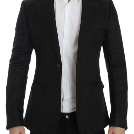 Dolce & Gabbana Black silk slim fit blazer