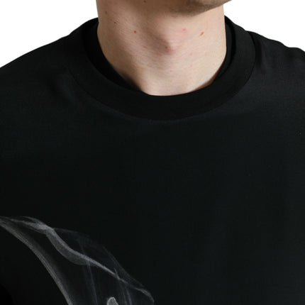 Dolce & Gabbana Black Floral Print Crewneck Pullover Sweater