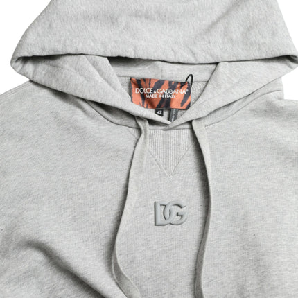 Dolce & Gabbana Gray Cotton Logo Hooded Sweatshirt Sweater