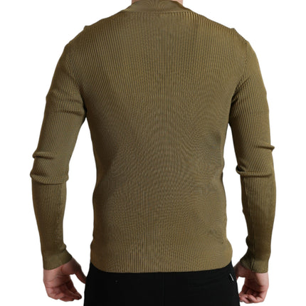 Dolce & Gabbana Army Green Viscose Crewneck Pullover Sweater