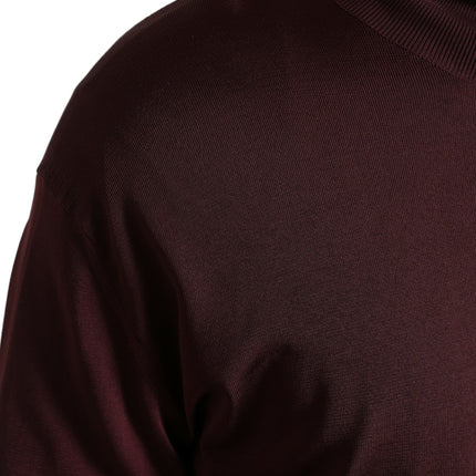 Dolce & Gabbana Maroon Viscose Turtleneck Pullover Sweater