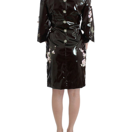Dolce & Gabbana Black patent floral HANDPAINTED dress