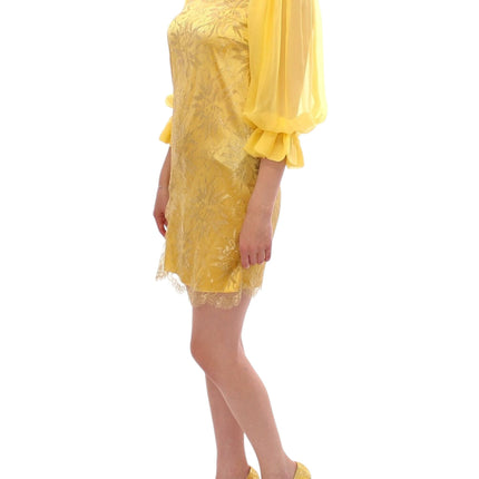 Dolce & Gabbana Yellow lace crystal mini dress