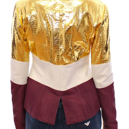 Vladimiro Gioia White Gold Purple Leather Jacket
