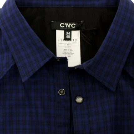 Costume National Blue checkered cotton shirt