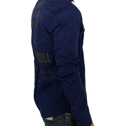 Costume National Blue checkered cotton shirt