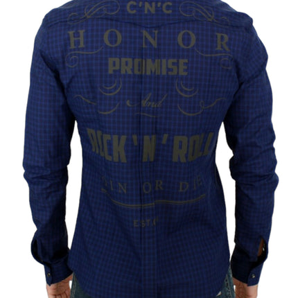 Costume National Blue checkered cotton shirt