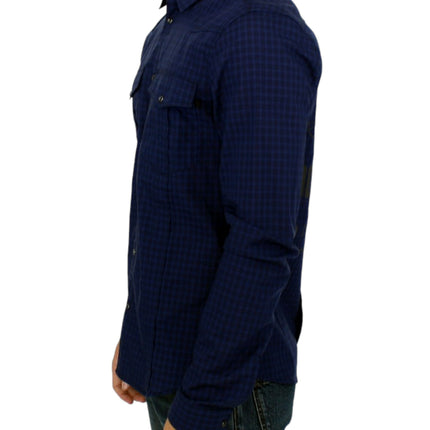 Costume National Blue checkered cotton shirt