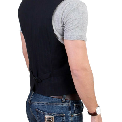Costume National Black striped cotton casual vest
