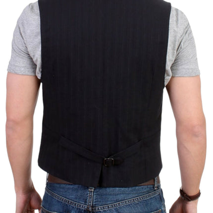 Costume National Black striped cotton casual vest