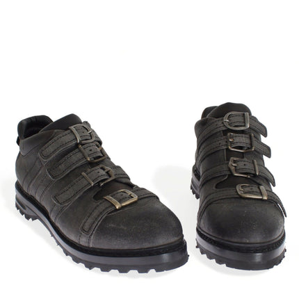 Dolce & Gabbana Gray Leather Ankle Strap Shoes Boots