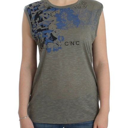 Costume National Gray print sleeveless t-shirt