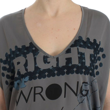 Costume National Gray V-neck long t-shirt