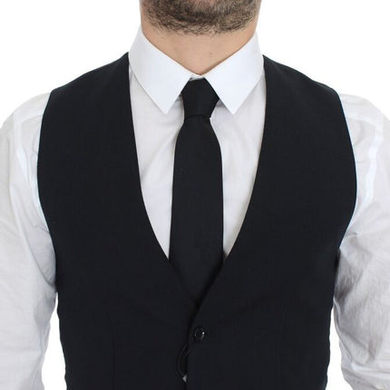 Dolce & Gabbana Blue Wool Formal Dress Vest Gilet