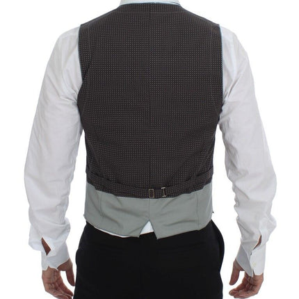 Dolce & Gabbana Gray Polka Dot Dress Vest Gilet Weste